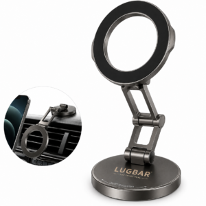 LUGBAR MagSafe Compatible Car Phone Mount for Dashboard & Tesla Screen, All-Metal Magnetic Phone Holder, 3-Axis Adjustable Arm, 360° Rotation, Strong Magnet, Fits iPhone 17/16/15/14 Pro Max
