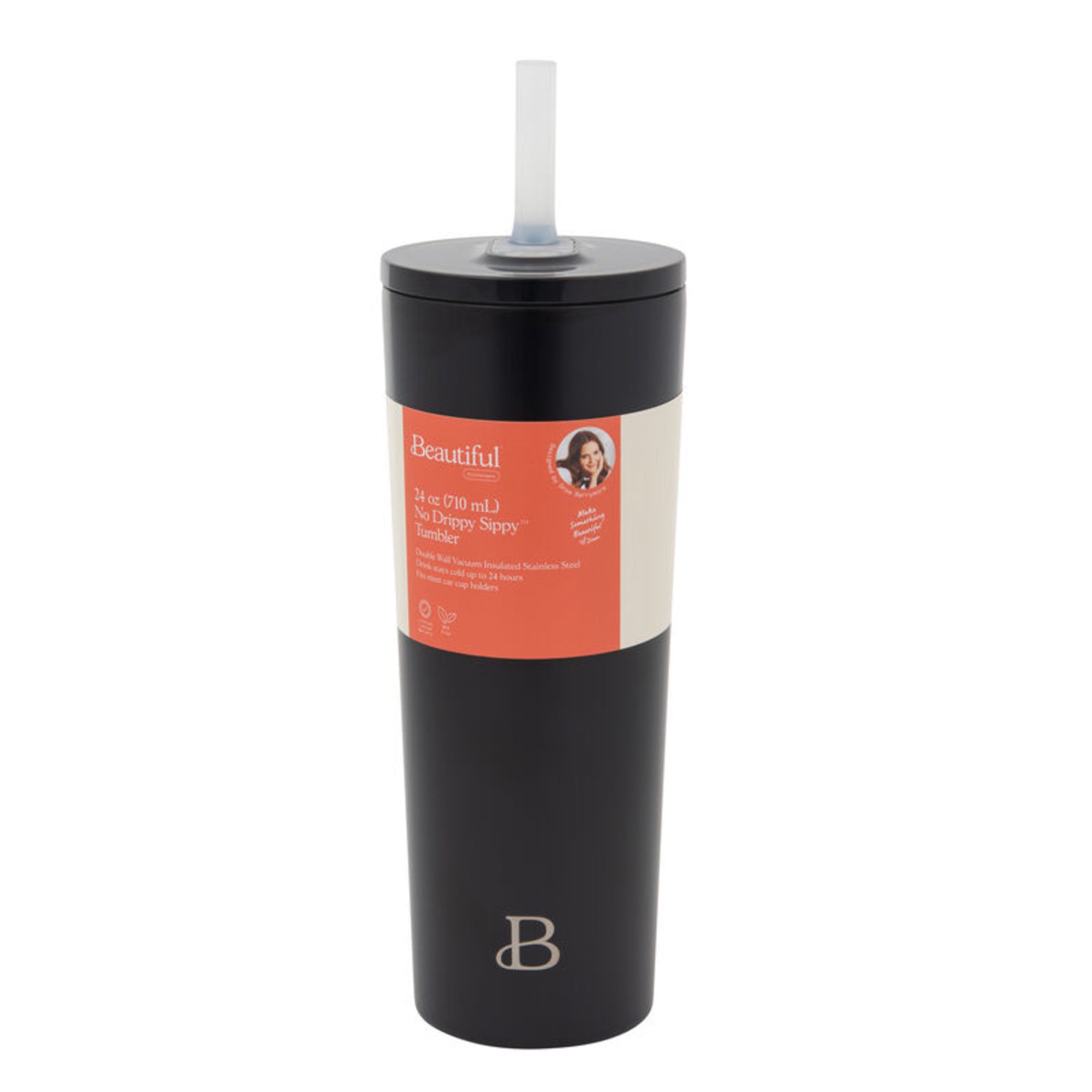 Beautiful 24oz No Drippy Sippy Stainless Steel Tumbler With Straw, Black