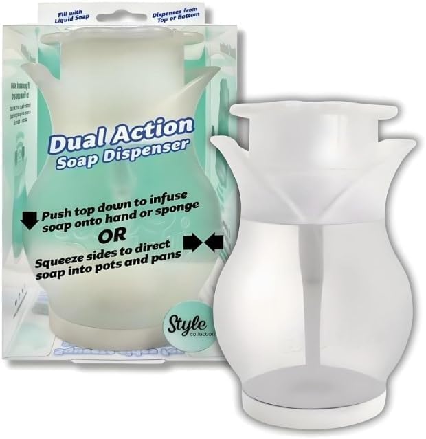 Scrub Daddy Refillable Dish Washing Liquid Dispenser Soap Daddy, Clear and BPA Free Plastic, Dual Action Pump and Squeeze, 13.25 fl. oz., 1 Count