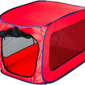 Vibrant Life Soft-Sided 32" Pop-up Mesh Dog Kennel, Red, Medium