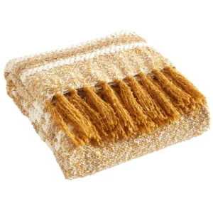 Beautiful Yellow Cozy Chenille Throw by Drew Barrymore