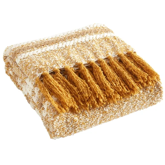 Beautiful Yellow Cozy Chenille Throw by Drew Barrymore