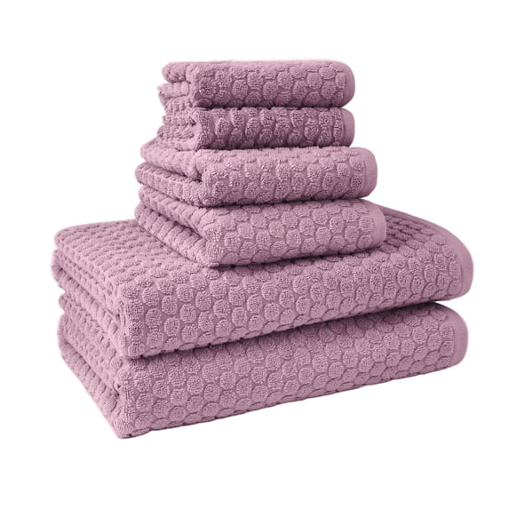 Beautiful by Drew Barrymore 6-Piece Dot Bath Set, 100% Cotton, Rose Pink
