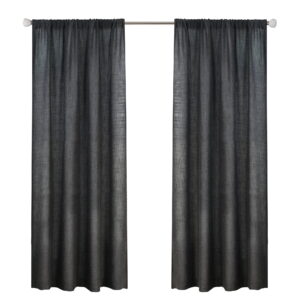 Better Homes & Gardens Linen Blend Light Filtering Rod Pocket Curtain, Single Panel, Rich Black, 50 in x 108 in