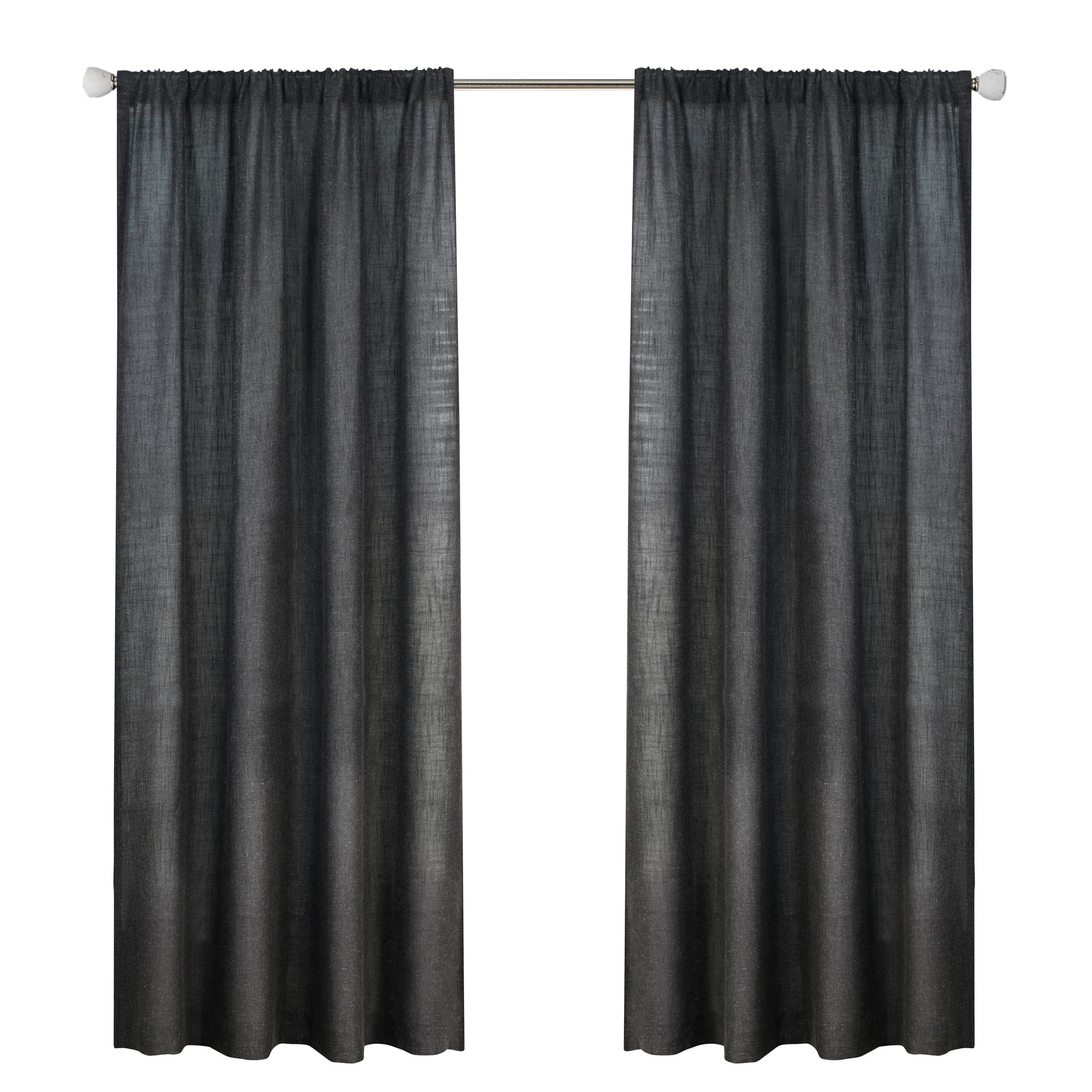 Better Homes & Gardens Linen Blend Light Filtering Rod Pocket Curtain, Single Panel, Rich Black, 50 in x 108 in