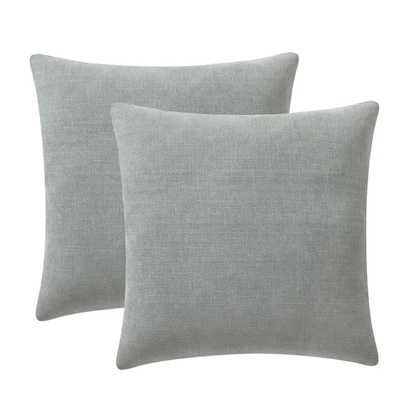 Mainstays Solid Chenille Decorative Pillow Set, Green, 18 in x 18 in, 2 Pieces