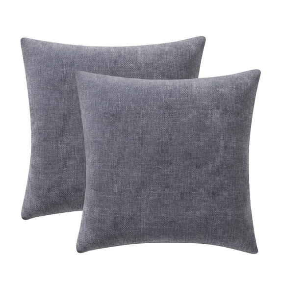 Mainstays Solid Chenille Decorative Throw Pillow Set, Grey, 18 in x 18 in, 2 Pieces