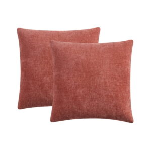 Mainstays Solid Chenille Decorative Pillow Set, Red Canyon, 18 in x 18 in, 2 Pieces